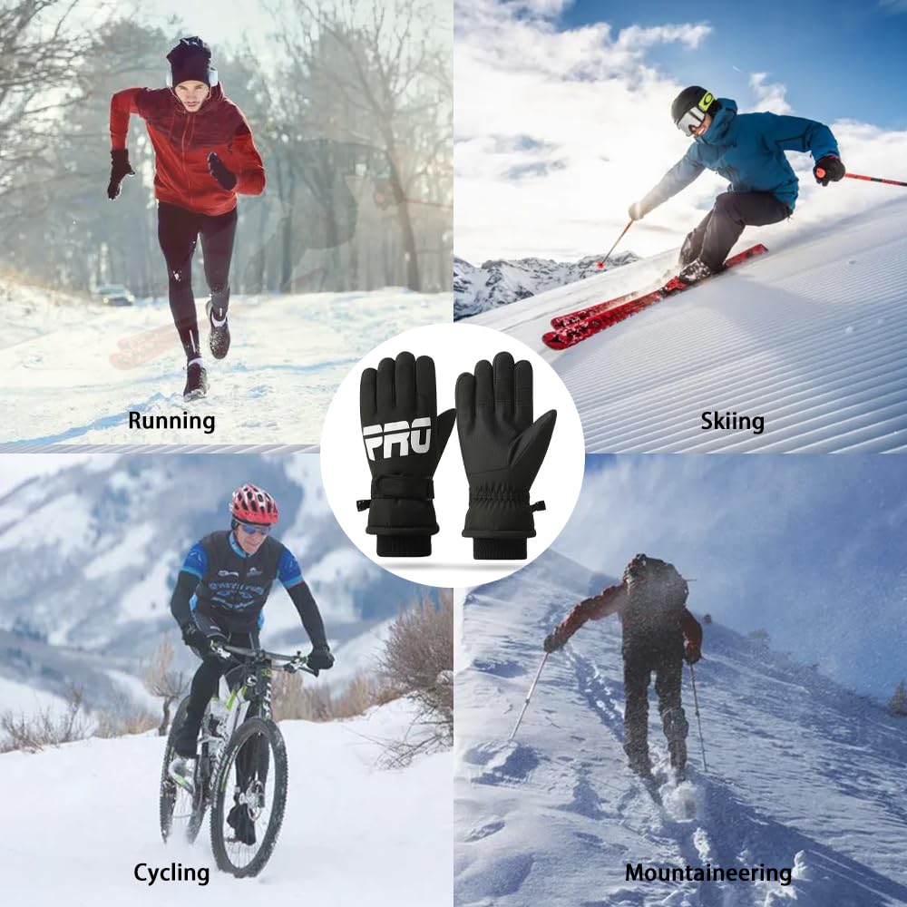 ANJMEICH Ski Sports Gloves, Fleece Warm, Anti-Slip Wear, Touch Screen, Outdoor Sports Gloves (White)