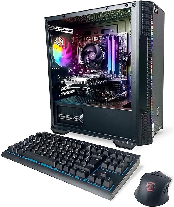 NSX GAMING Tomcat Desktop Pc Ryzen 5 5500, RTX 3050 6GB, (2 * 8GB) 16 Gb RAM 3600 RGB, SSD 480GB M.2 NVME, W11, WiFi Ready, Mouse and Keyboard, 1 Year Manufacturer