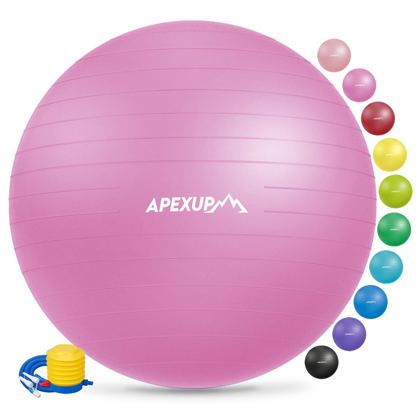 APEXUP Yoga Ball Exercise Ball, Anti Slip Stability Ball Chair, Heavy Duty Large Gym Ball for Fitness, Balance, Core Workout and Physical Therapy (S (15"~18") 45cm, Fuschia)