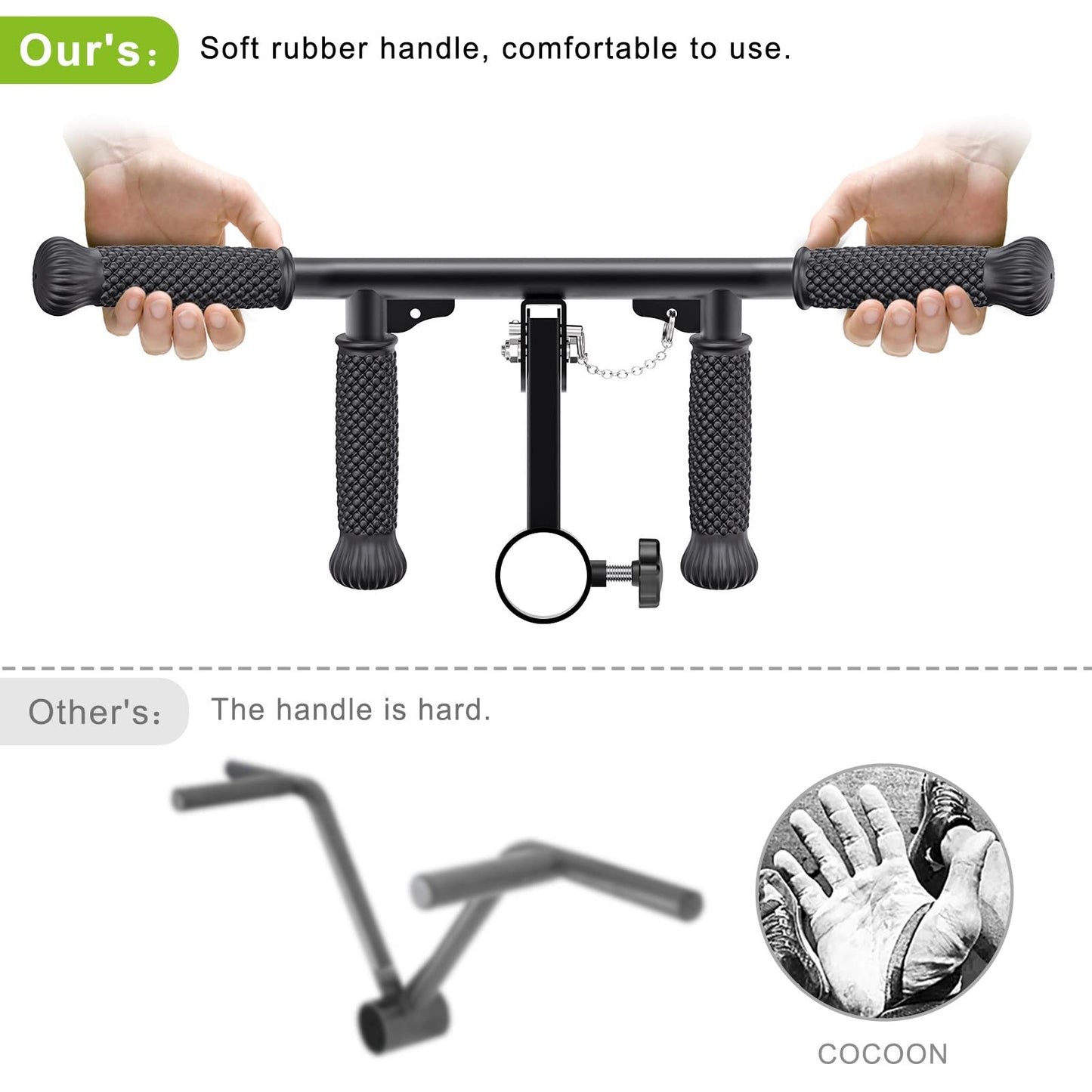 SELEWARE T Bar Row Attachment for 2" Olympic Barbell Bar, Solid Adjustable Multi-Grip Landmine Handle Attachment with Non-Slip Rubber Handle, Fits 2" Olympic Bars Strength Training Bars
