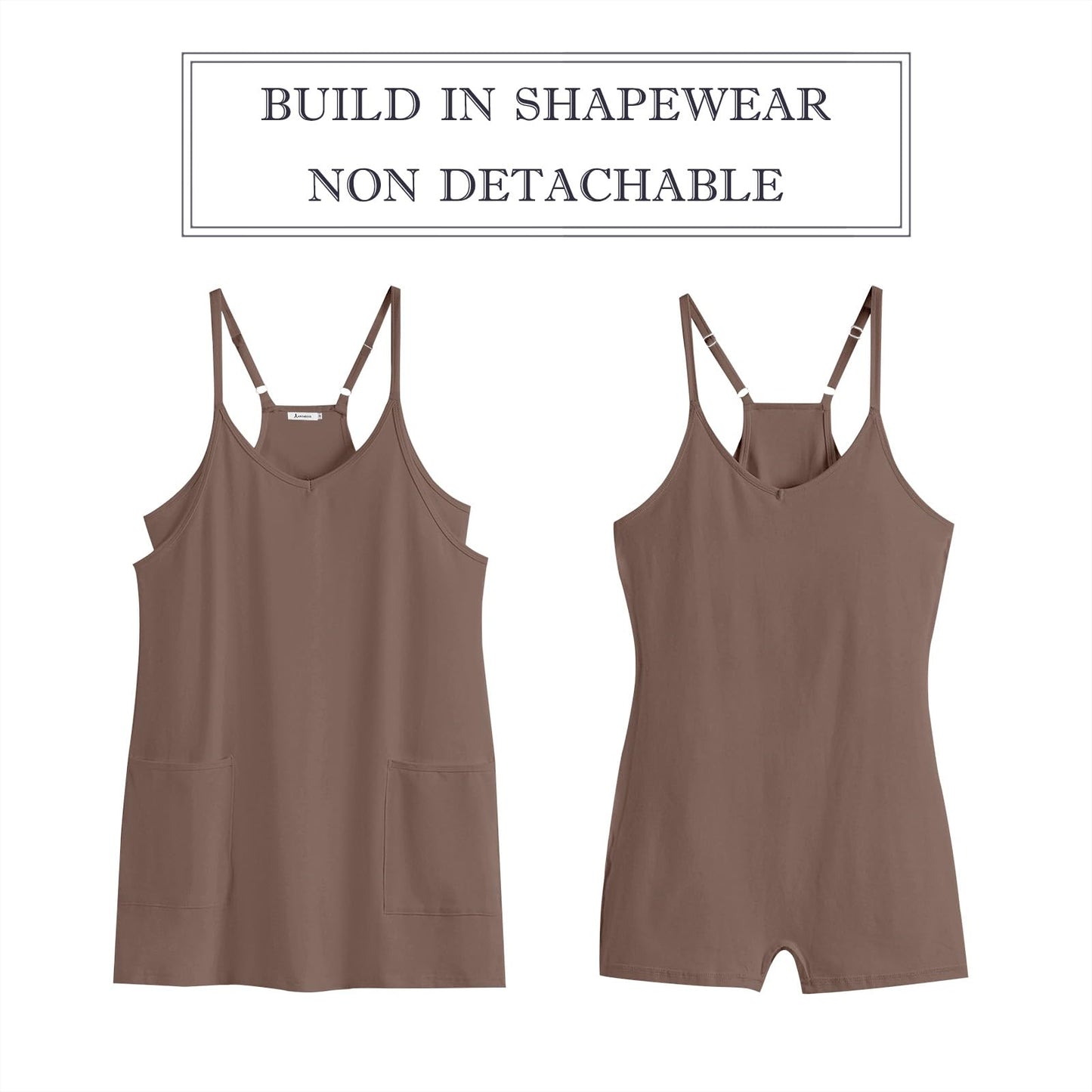 ANRABESS Women Summer Mini Romper Dress Workout Tennis Active Sports Athleisure Outfits built in Shorts Trendy Vacation Coffee X-Smal