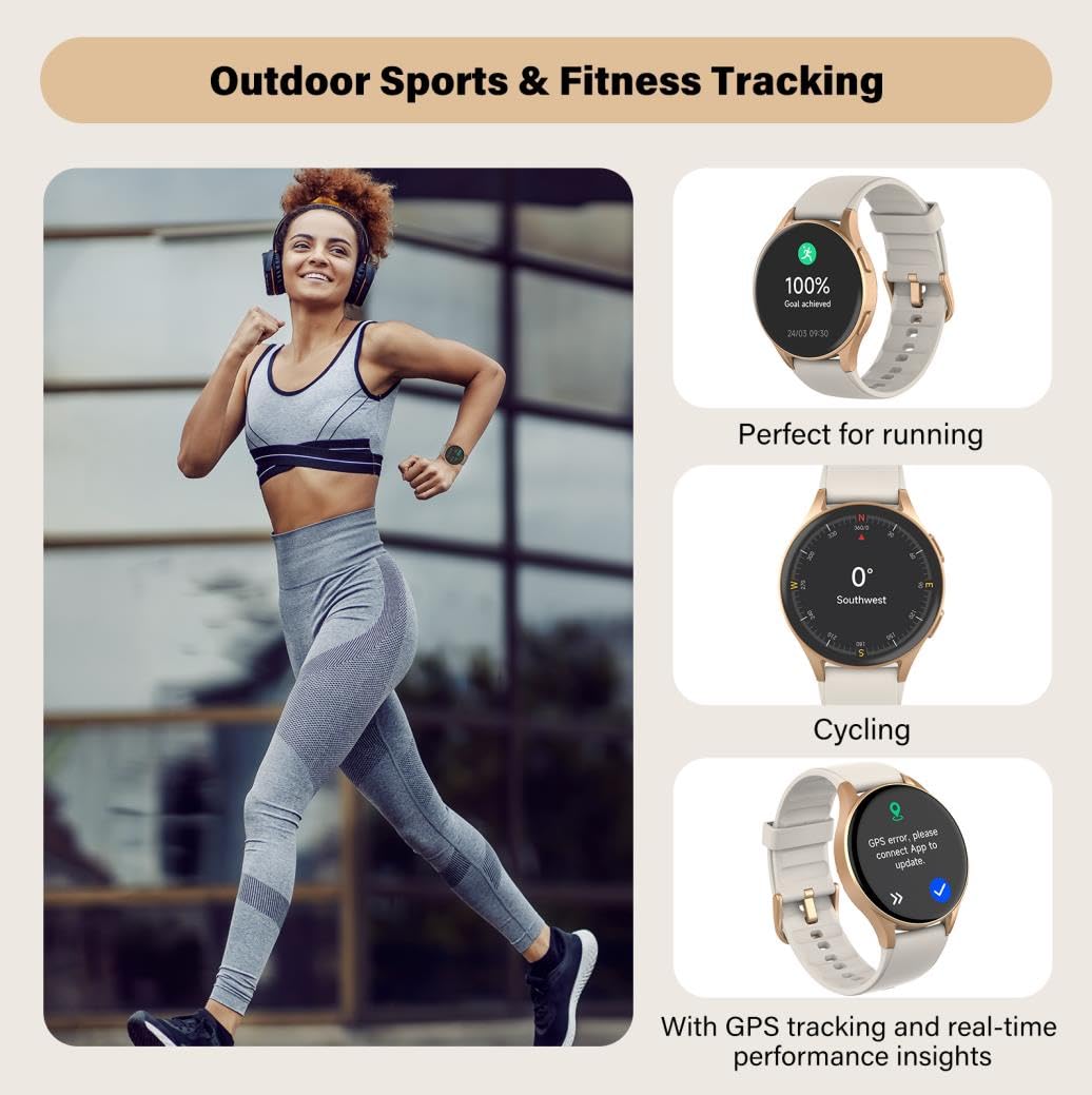 QIPOPC Smart Watch for Women, Built-in Alexa, GPS, HRV, VO2 Max, Blood Oxygen, Sleep & Stress Monitor, Compass, Altimeter, 1.32" AMOLED, Fitness & Women’s Health, iOS Compatible
