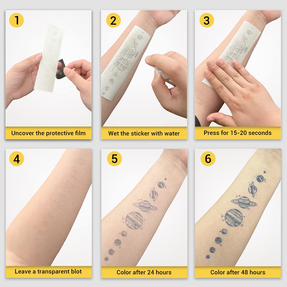 INKARTLINK Tattoo Tech, 2 Sheets Medium Semi Permanent Tattoo, Adult Art Design Temporary Tattoos, Lasts 1-2 Weeks, Waterproof, Realistic Look, No Adhesive, No Reflection (Panda)