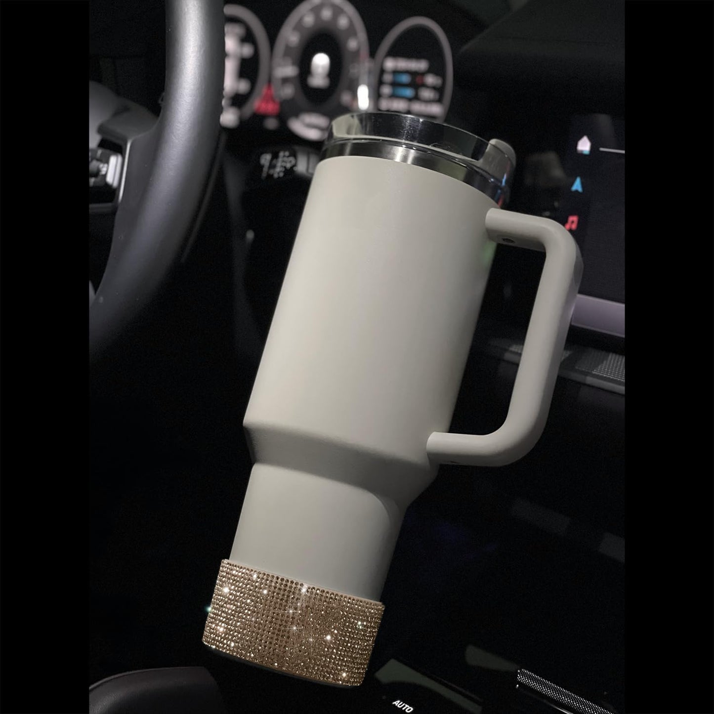 WORBSS Diamond Glitter Silicone Boot for Stanley Cup 40oz Tumbler & Simple Modern 30-40oz Trek Tumbler Accessories for 2.8-2.9 inch Trapezoidal Cylinder Base Water Bottles Bottom Anti-Slip Sleeve