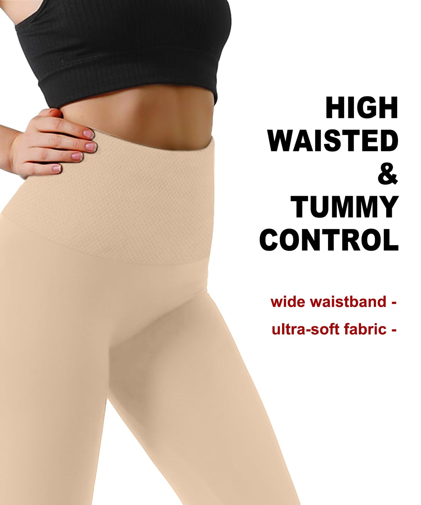 Aoliks Women's Fleece Lined Leggings Winter High Waisted Soft Stretch Thermal Warm Workout Yoga Pants Nude