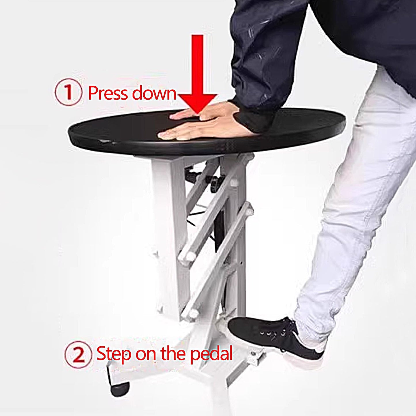 Rotatable Dog Washing Station Pneumatic Liftable Pet Grooming Table, Height Adjustable 70-100cm, MDF Top and Rubberized Surface for All Kinds of Pets(Gray)