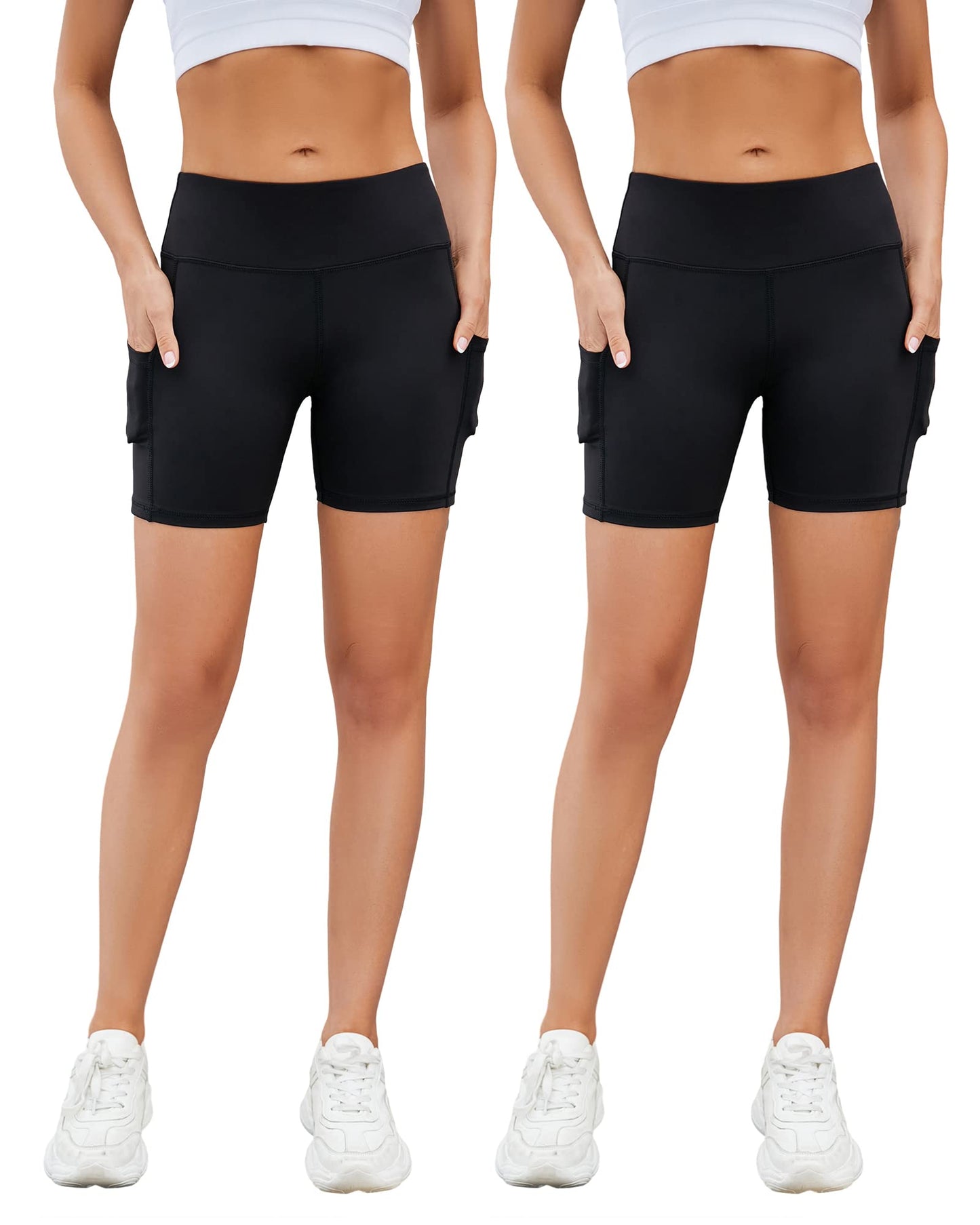 AHLW Buttery Soft Workout Biker Shorts with Pockets for Women High Waisted Stretchy Comfortable Athletic Running Yoga Shorts
