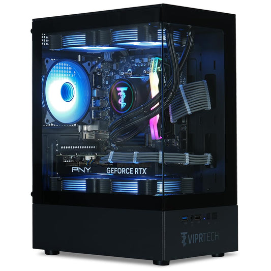 ViprTech Reaper 2.0 Liquid-Cooled PC - AMD Ryzen 7 8700F (5.0Ghz Turbo), RTX 4060 Ti 16GB, 32GB DDR5 6400, 1TB NVMe SSD, Gold PSU, VR-Ready, WiFi, BT, Win 11, Gaming Desktop Computer Black
