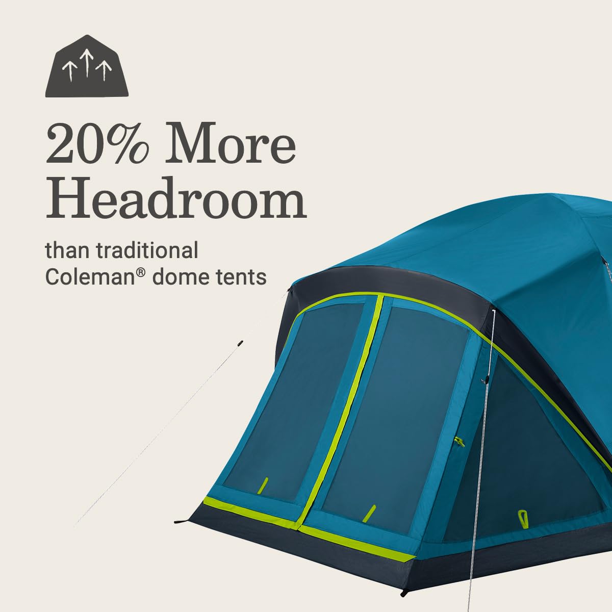 Coleman Skydome Dark Room Tent with Screen Room & 5-Minute Setup, Weatherproof 4/6 Person Tent Blocks 90% of Sunlight, Rainfly & Carry Bag Included, Made of PFAS-Free Materials