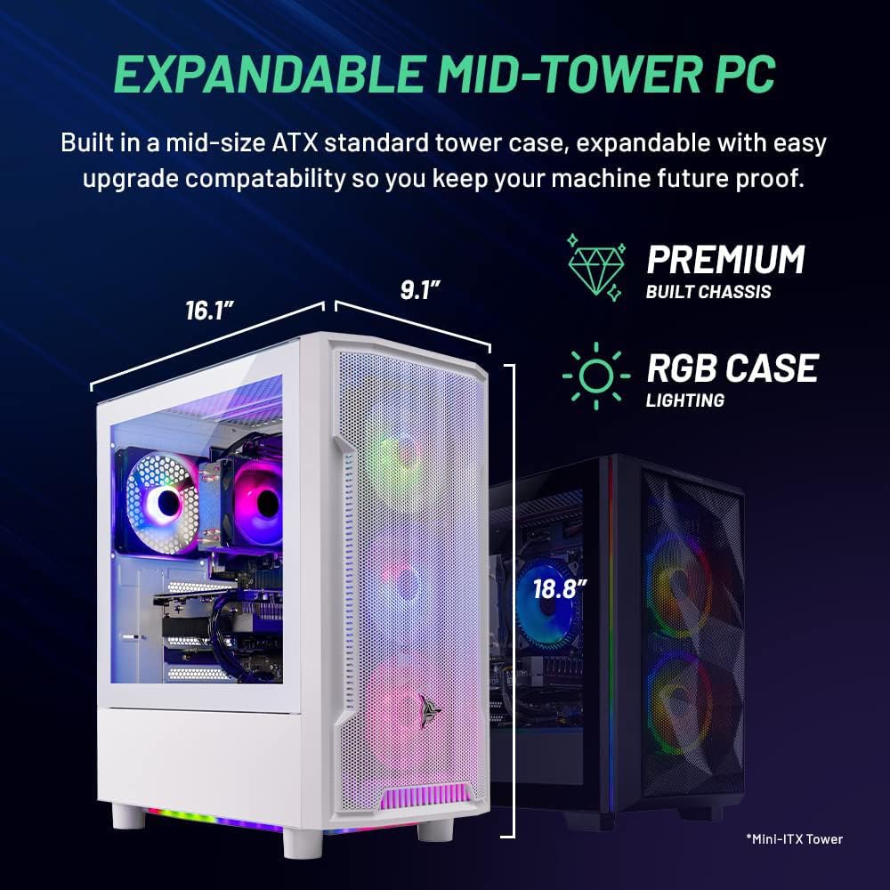 Skytech Gaming Archangel Desktop PC, Ryzen 7 5700 3.7 GHz (4.6GHz), AMD RX 6600 8GB, 1TB NVMe SSD, 16GB DDR4 RAM 3200, 650W Gold PSU, Wi-Fi, Win 11