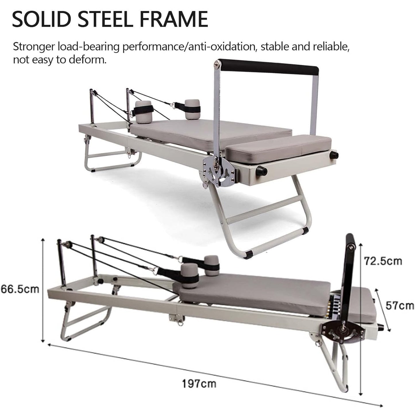 GERRIT Multifunctional Foldable Pilates Reformer, Adjustable Intensity Pilates Bed, Exercise Yoga Equipment, Fitness Equipment,Beige Bed