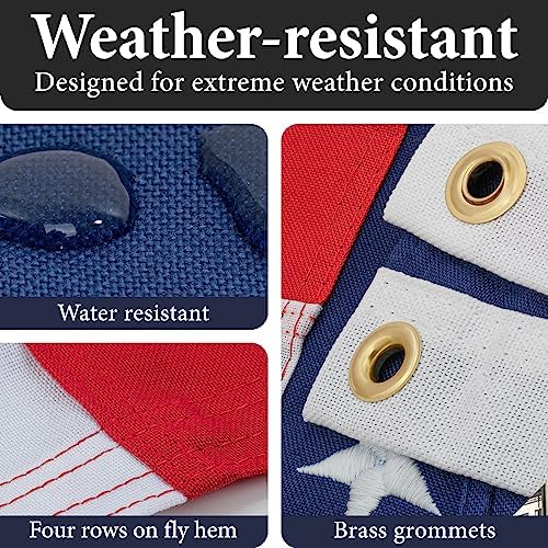 American Flags for Outside 5x8-100% MADE IN THE USA -Indestructible Durable Outdoor Heavy Duty Spun Polyester US Flag -United States Flags Sewn Stripes and Embroidered Stars - FMAA Certified