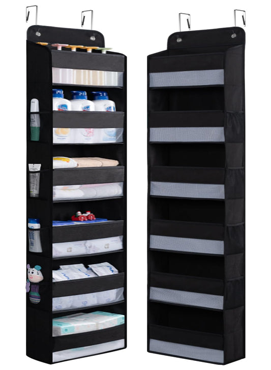 WishJazz Over the Door Organizer, 6 Shelf Hanging Organizer, Anti Tilt 50lbs Back of Door Storage for Bathroom, Nursery, Pantry, Baby Essentials