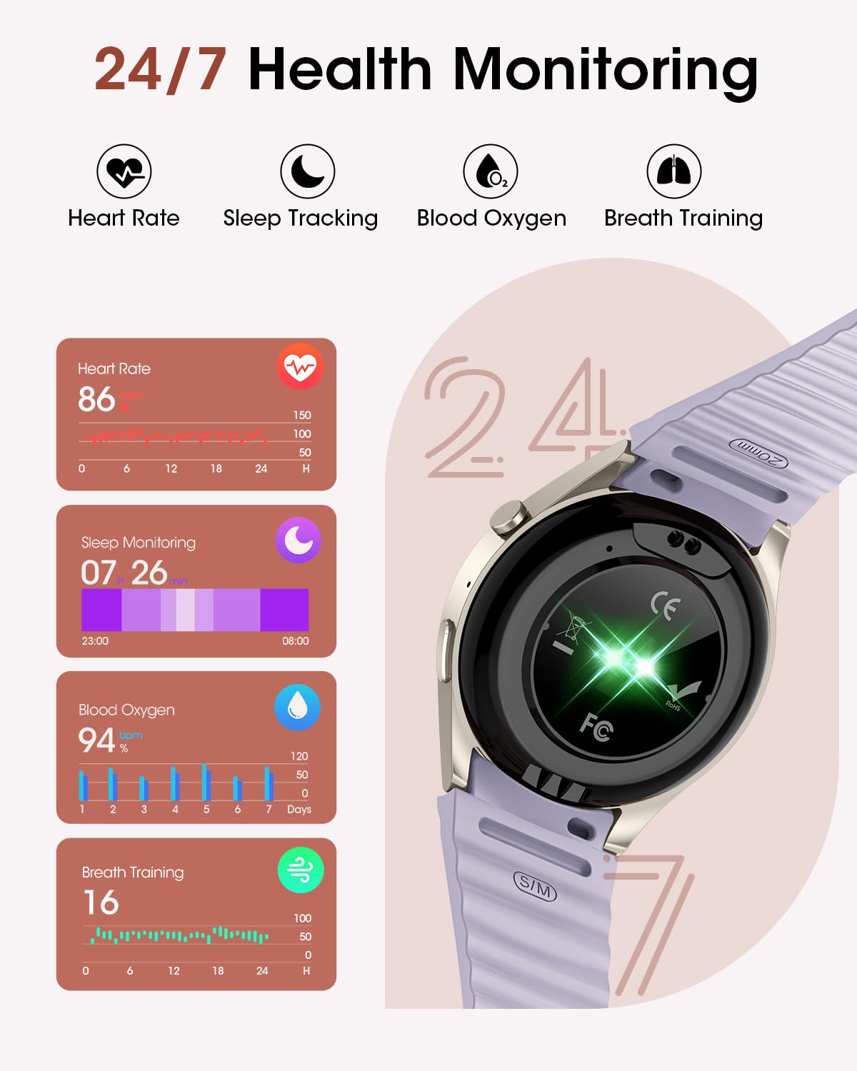 AKUMAKA Smart Watches for Women Men, Android Smart Watch (Answer/Make Call) with Sleep/SpO2/Activity/Heart Rate Monitor, 120+ Sport Modes, Fitness Watch for Android iPhone Compatible, 2 Bands