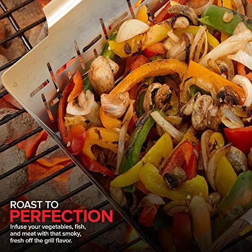 (Set of 3) Heavy Duty Vegetable Grill Baskets for Outdoor Grill, Stainless Steel Veggie Grilling Basket for All Grills, BBQ Gifts for Men, 1 Large & 2 Small