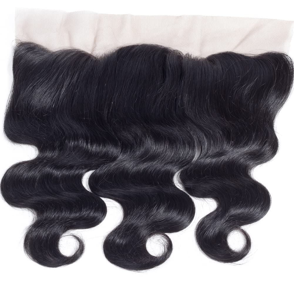 Amella Hair 13x4 Ear to Ear Transparent Lace Frontal Closure Brazilian Body Wave Transparent Lace Frontal Closure 100% Remy Hair Lace Frontal Closure 150% Density Natural Black Color(18 Inch)