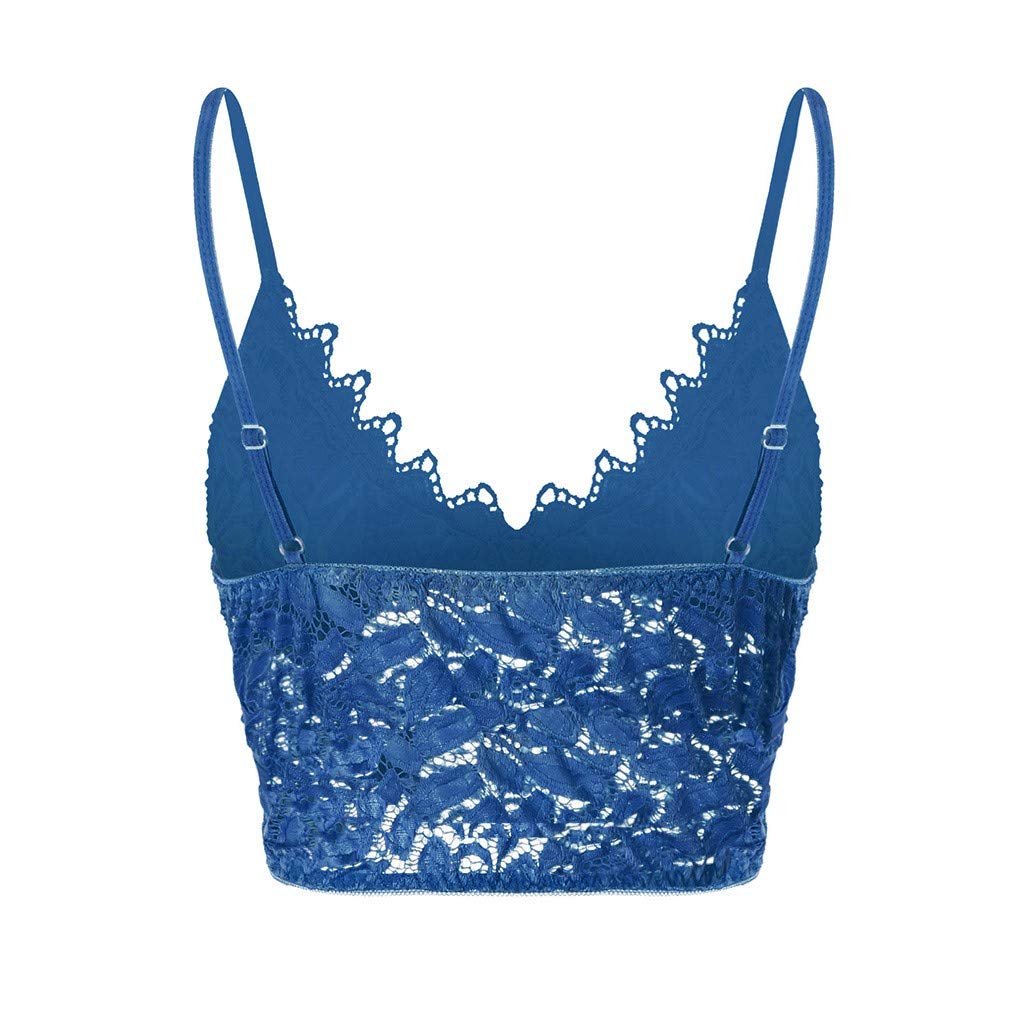 Aniywn Sexy Women Underwear Solid Color Lace Patchwork Vest Crop Wire Free Bra Tank Tops Blouse…