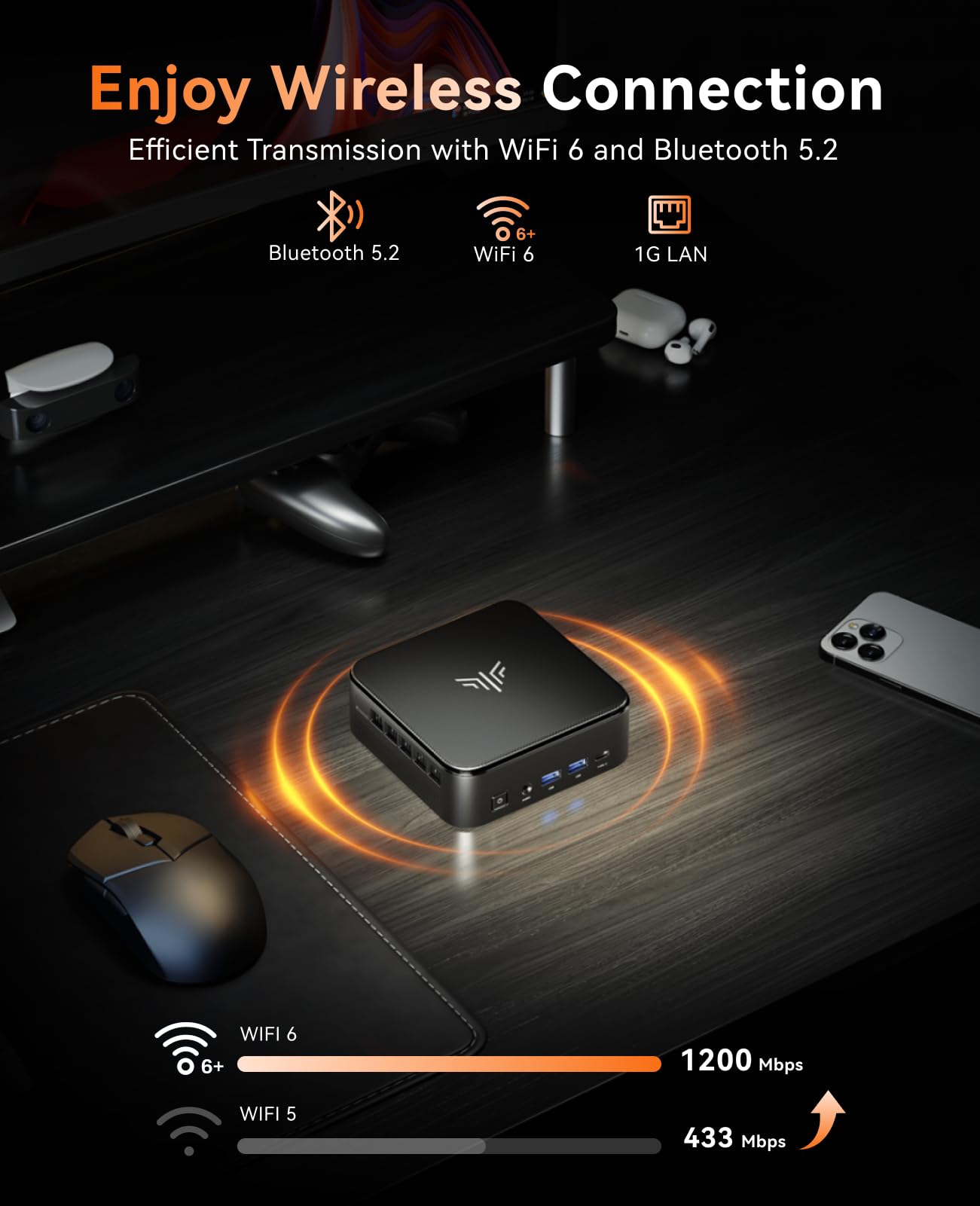 KAMRUI E3B Mini PC Ryzen, AMD Ryzen 7 5825U Mini Gaming PC(8C/16T, Up to 4.3GHz), 32GB DDR 512GB SSD Mini PC Ryzen, Dual LAN Support 4K@60Hz Triple Display WiFi6/BT5.2/DP1.4/USB3.2