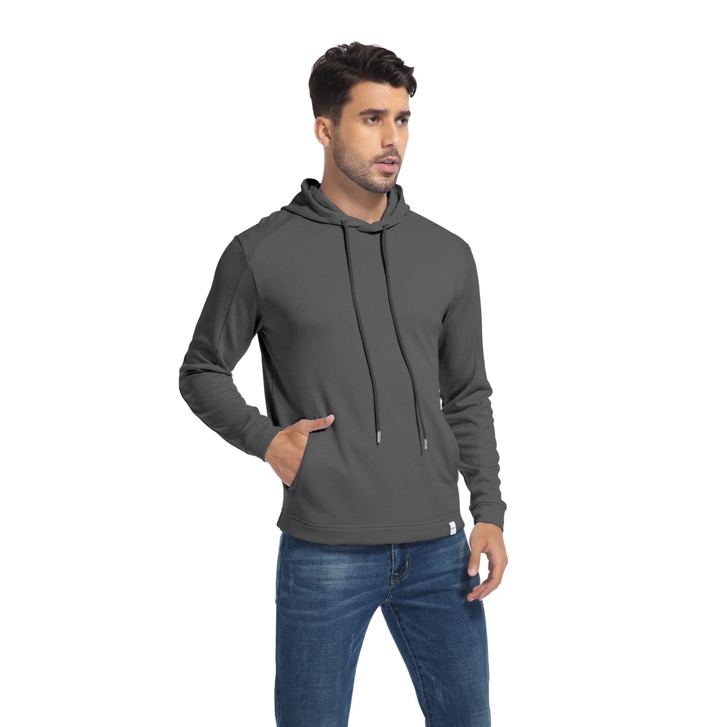 DEOLAX Mens Hoodies Pullover Sport Sweatshirt Men Hoodies Pullover Lightweight Comfortable Slim-Fit Sweatshirts for Men Heather Charcoal
