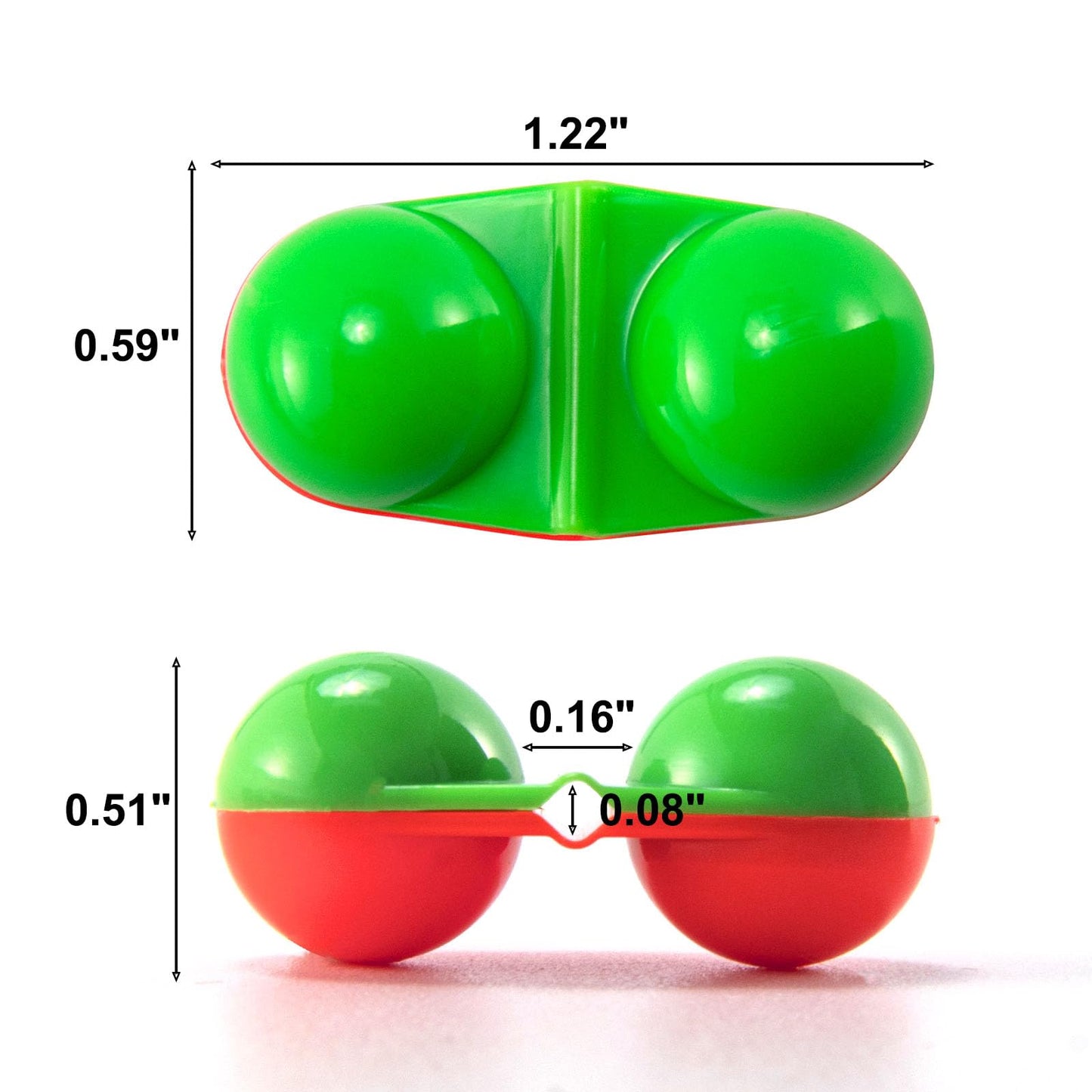 Alwonder 20-Pack Fishing Double Rattle Beads, Catfish Rig Fishing Attractants Portable Plastic Fishing Beads Fishing Bells Accessory for Catfish Striper Bass Pompano Green and Red