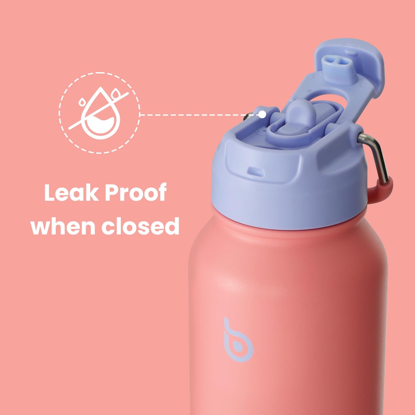 BOTTLE BOTTLE 32oz Insulated Water Bottle Stainless Steel Sport Water Bottle with Straw Dual-use Lid Design for Gym with Pill Box (lavender dream)