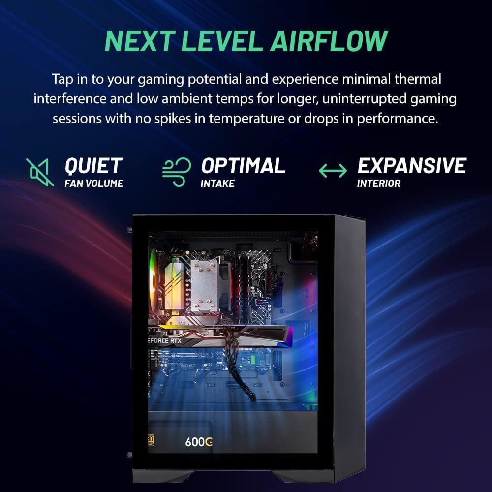 Skytech Nebula Gaming PC Desktop, Ryzen 5 9600X 3.9 Ghz (5.4GHz Turbo Boost), NVIDIA RTX 4060 8GB GDDR6X, 1TB SSD, 16GB DDR5 RAM 5200, 650W Gold PSU, Wi-Fi, Win 11 Home