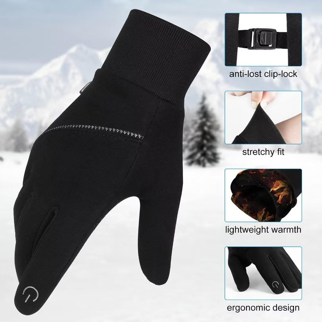 anqier Winter Gloves for Men Women Touch Screen Cold Weather Warm Gloves Freezer Work Gloves Windproof Unisex Thermal Gloves Black X-Large