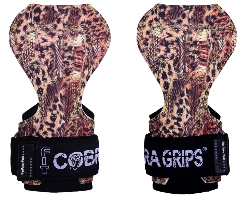 Cobra Grips PRO Weight Lifting Gloves Heavy Duty Straps Alternative Power Lifting Hooks for Deadlifts Adjustable Neoprene Padded Wrist Support Bodybuilding (FIT LEO Leather)