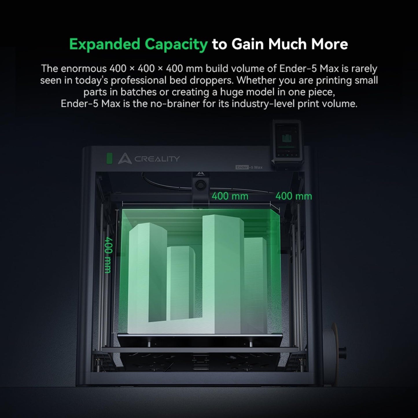 Creality Ender-5 Max 3D Printer, Large Build Volume 400 * 400 * 400mm, Up to 700mm/s Printing Speed, X-axis with Linear Rail & Dual Z-axis Motors, Creality OS Smart Control for Print Farm
