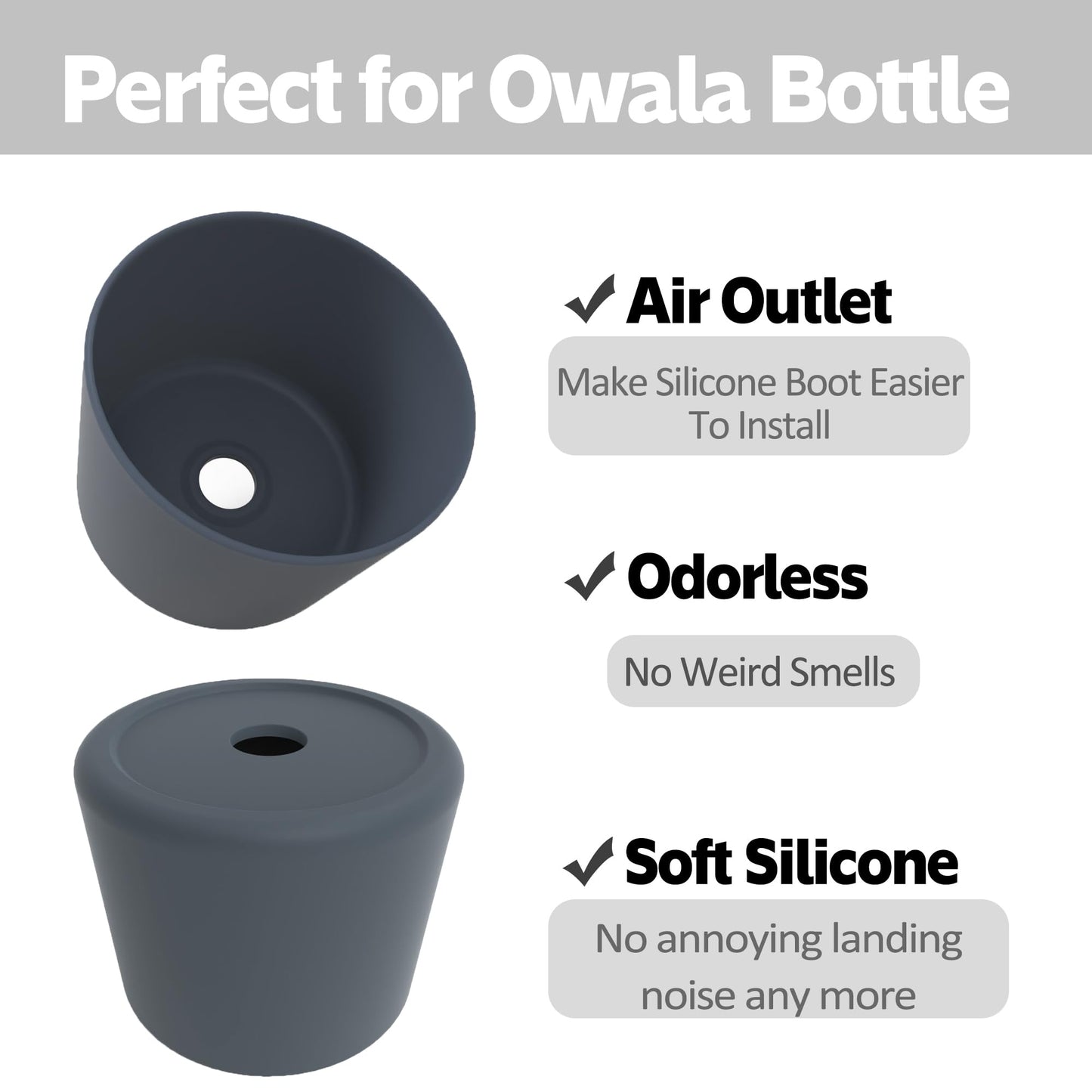 AESKEIA 2PCS Silicone Water Bottle Boot for Owala 24oz 32oz 40oz,Anti-Slip Protective Sleeve Bottom Bumper Protector for FreeSip, Twist, and Flip Stainless Steel Water Bottles (Grey, 40oz)