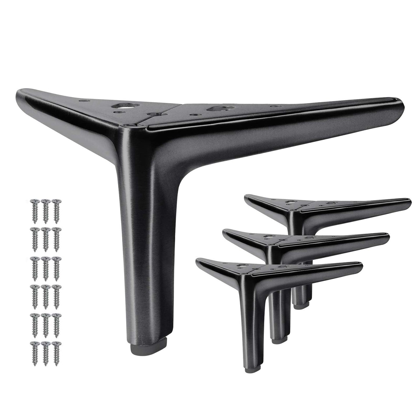 VEHCIL 5 inch Furniture Legs, Legs for Furniture Set of 4, Modern Furniture Feet for Cabinet Sofa Couch Table Chair Bed Dresser Wardrobe Risers DIY Replacement-Matte Black