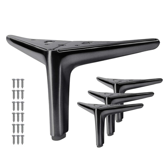 VEHCIL 5 inch Furniture Legs, Legs for Furniture Set of 4, Modern Furniture Feet for Cabinet Sofa Couch Table Chair Bed Dresser Wardrobe Risers DIY Replacement-Matte Black