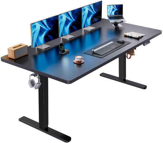 HUANUO Electric Standing Desk, 71 x 35 inch Large Height Adjustable Table, Powerful Brushless Motor, 4 Memory Preset, Sit Stand Up Desk, Home Office Computer Table with Thick T-Shaped Frame