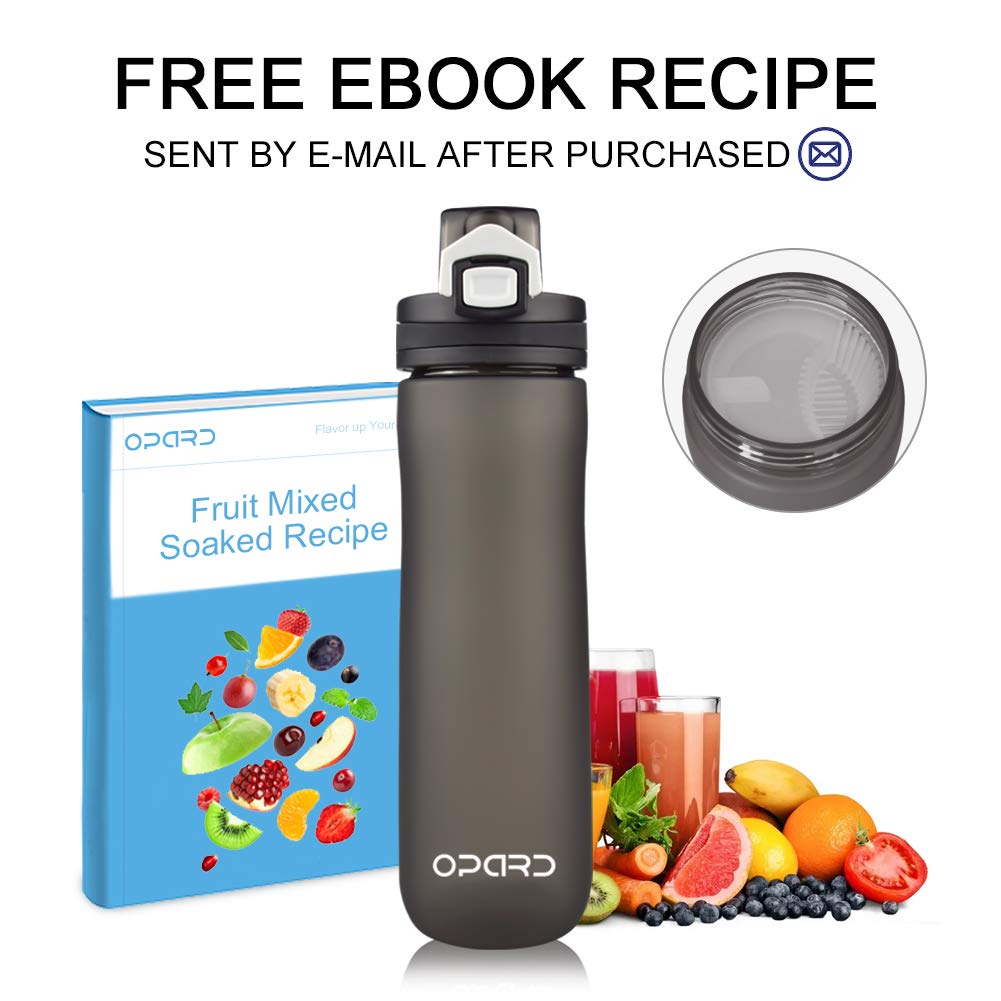 Opard Peak Water Bottle 20 Oz BPA Free Tritan Plastic Leak Proof Flip Top for School Kids Sports Gym Yoga Camping (Dark Grey)