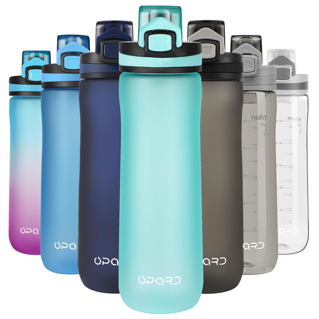 Opard Peak Water Bottle 20 Oz BPA Free Tritan Plastic Leak Proof Flip Top for School Kids Sports Gym Yoga Camping (Cyan)