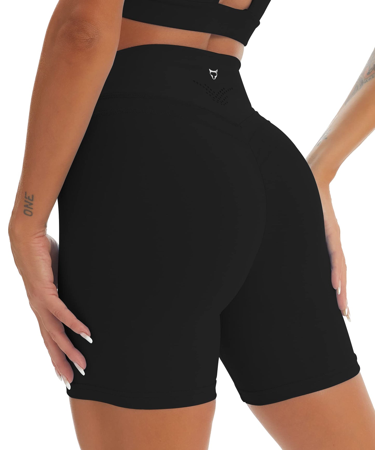 TomTiger Yoga Shorts for Women Tummy Control High Waist Biker Shorts Exercise Workout Butt Lifting Tights Women's Short Pants (Black, XS)