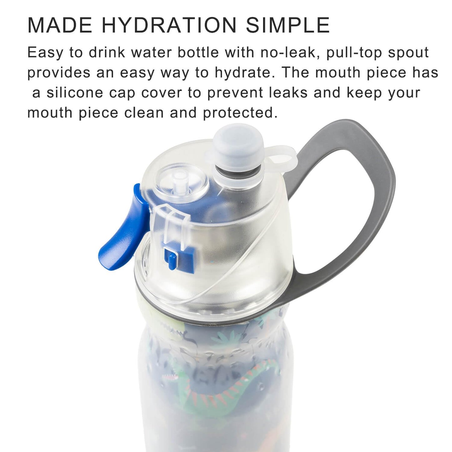efiLneerG Misting Water Bottle 20 oz Dinosaur Sports Water Bottle for Kids School Gifts for Boys Girls Insulated Spray Mist and Sip Water Bottles