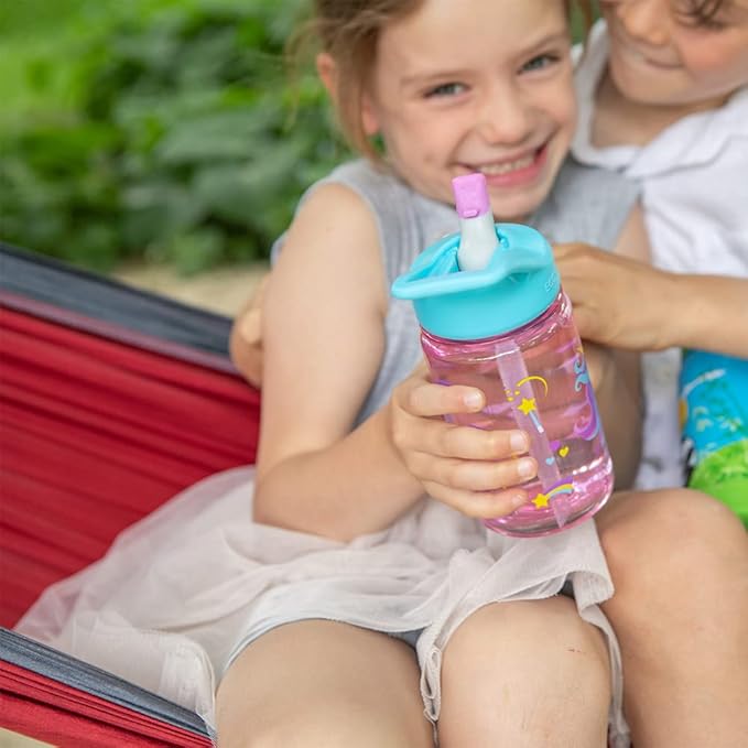 EcoVessel SPLASH Tritan Plastic Kids Water Bottle with Straw, Leak Proof Flip Top Lid, and Carry Handle Kids Cups Sports Water Bottle 12 oz (Underwater)