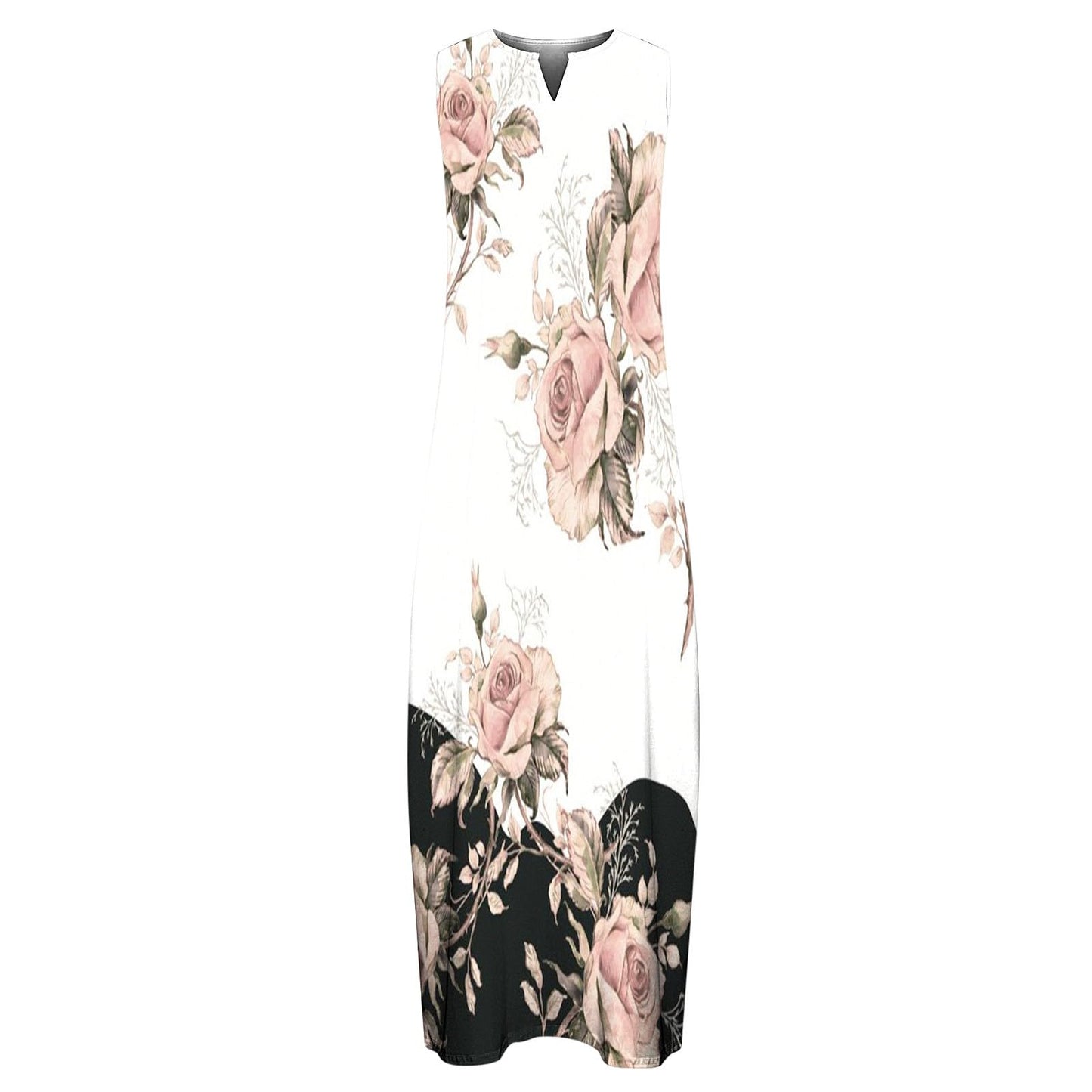 Plus Size Sun Dresses for Curvy Women Maxi Sundress for Women Trendy 2024 Summer Dress Floral Print V Neck Dresses Sleeveless Boho Dress Beach Outfits Womens Sun Dresses 2024