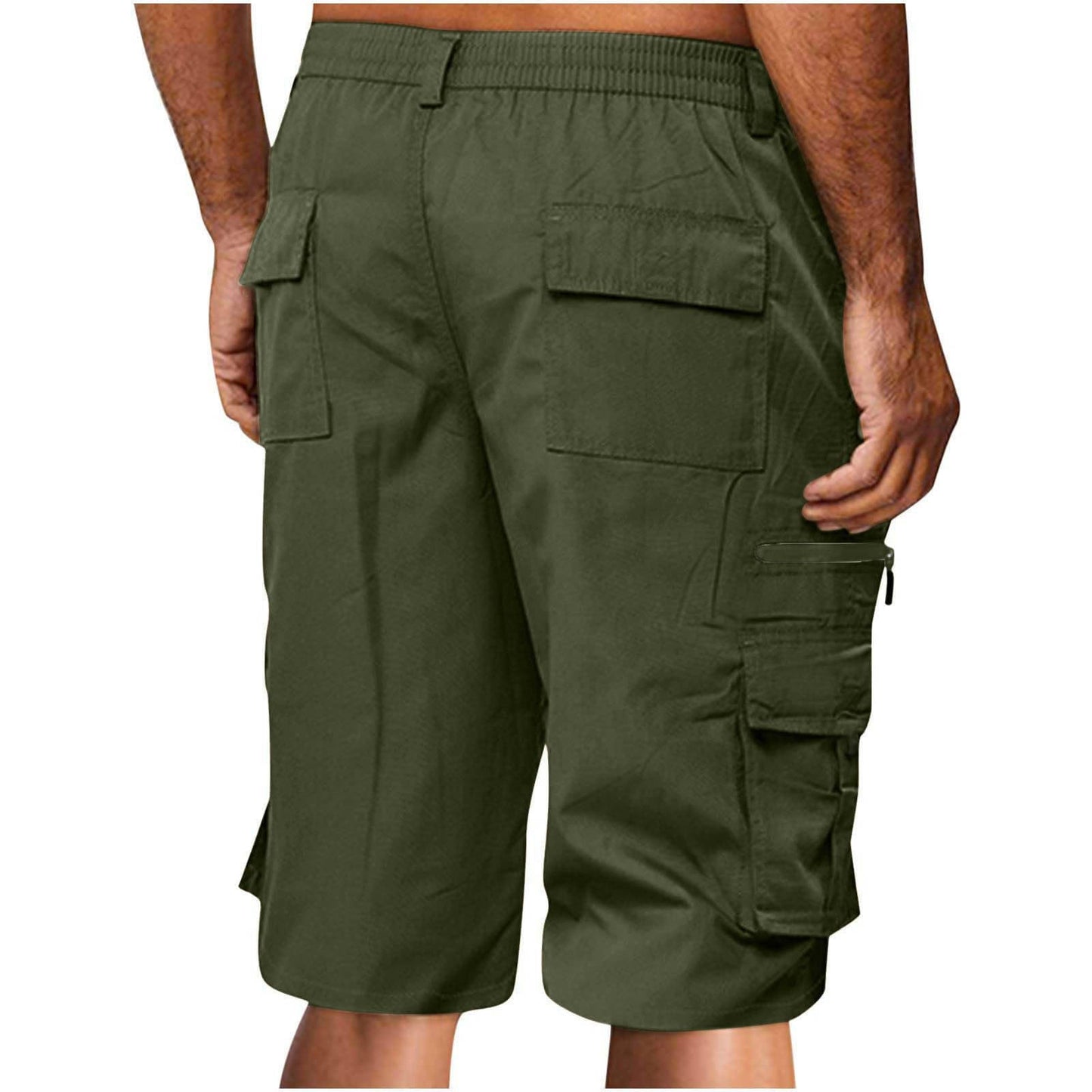 APIVOE Cargo Shorts for Men Summer Elastic Waist Shorts Lightweight Work Long Shorts Big and Tall Cargo Shorts with Pockets