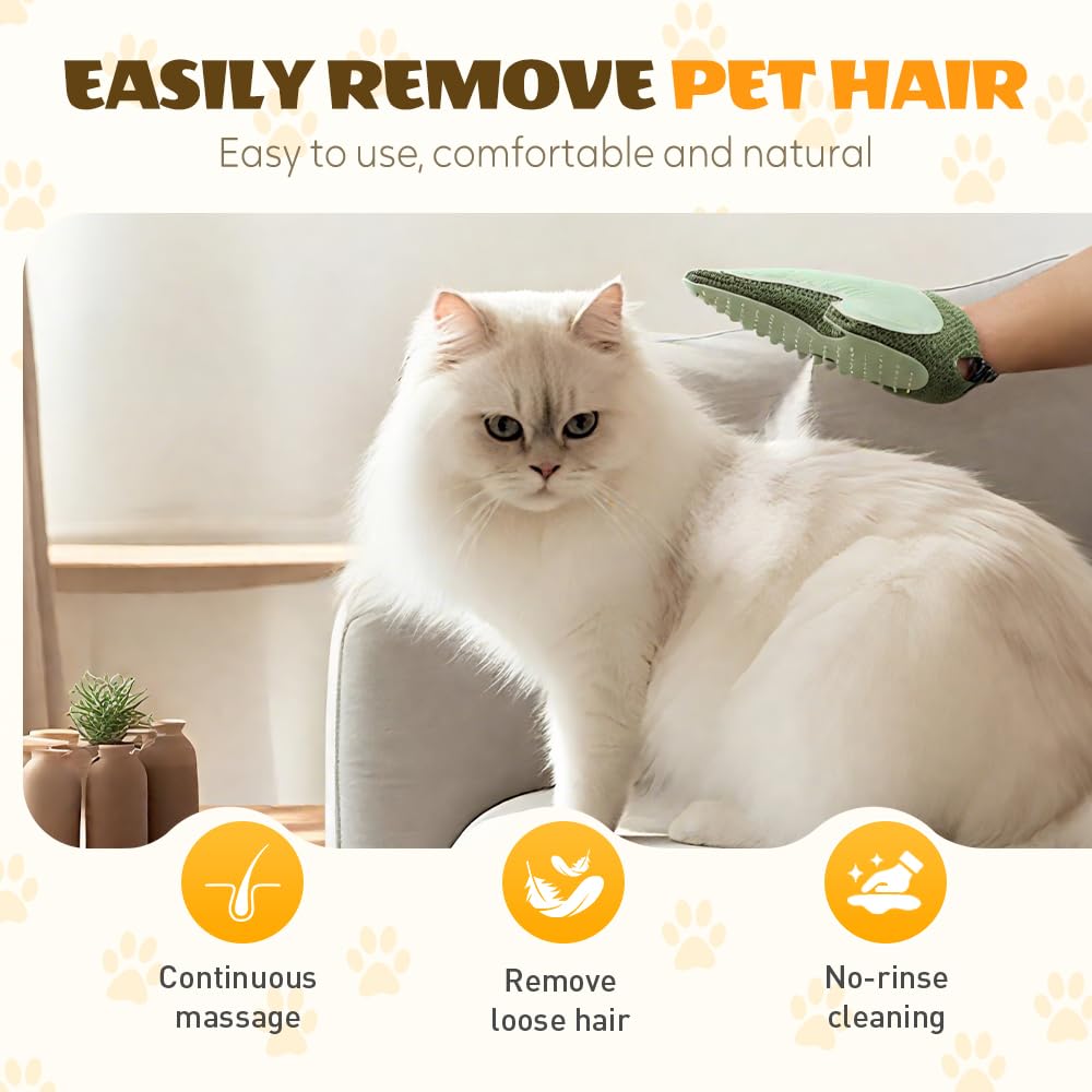 ANYSENT Pet Hair Removal Glove,2025 New All-in-One Grooming Mist Glove for Cats & Dogs,Pet Hair Remover for Bed Sheets Couch Clothes Carpet Car Seat,Pets Spray Gloves Deshedding Tools (Green/1PCS)