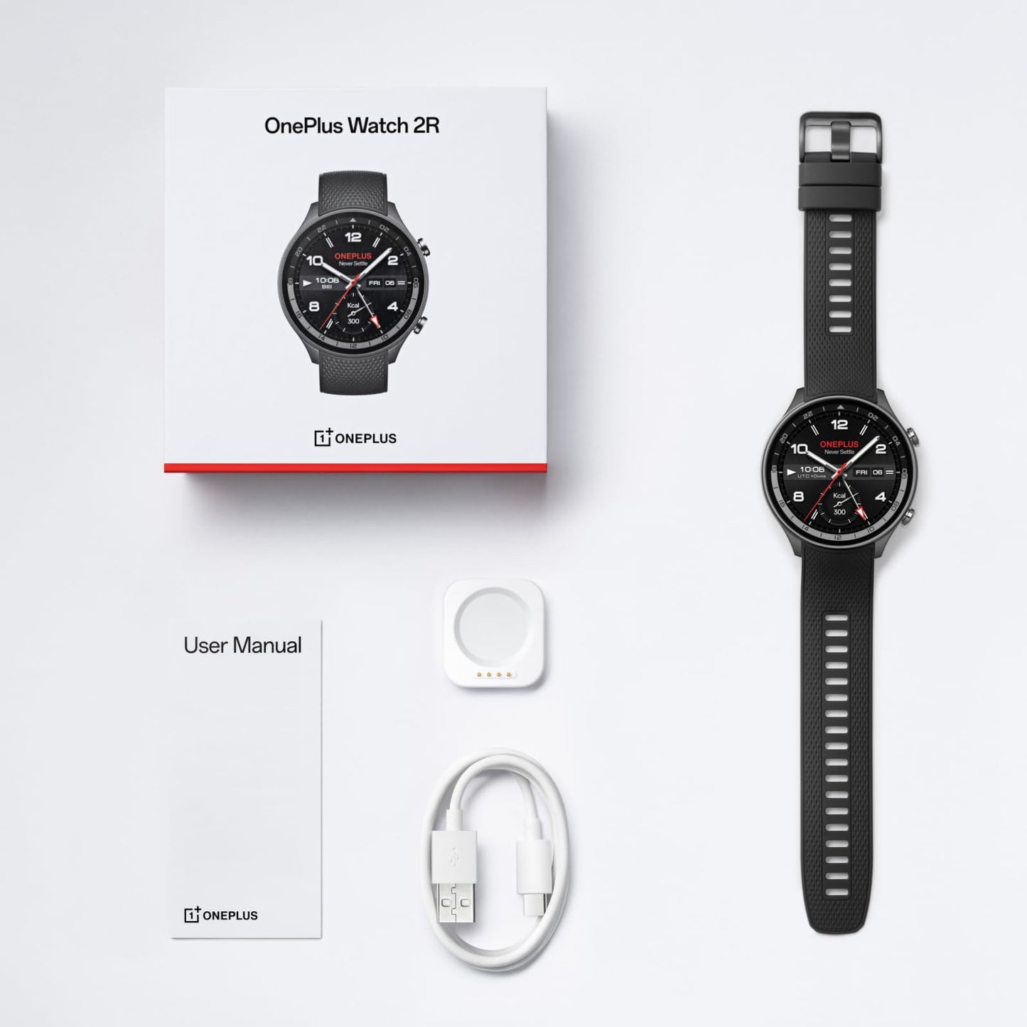 OnePlus Watch 2R, 32GB, Sleep Monitor, Heart Rate Tracking, Smartwatch with Fitness Insights,100-Hour Battery, 1.43'', Bluetooth WiFi, Gunmetal Gray