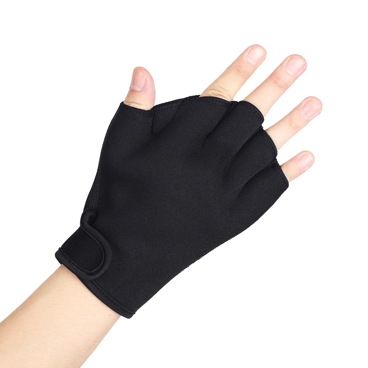 1 Pair Swimming Gloves Aquatic Swim Training Gloves Neoprene Webbed Gloves Fitness Water Resistance Glove for Men Women Children Unisex (Black, Medium)