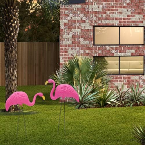 4E's Novelty 2 Pink Flamingos Yard Decorations - Extra Large 24" Flamingos Yard Ornaments - Pink Flamingos for Yard Sculptures & Statues - Lawn Flamingos Outdoor Garden Decor, Weather Resistant