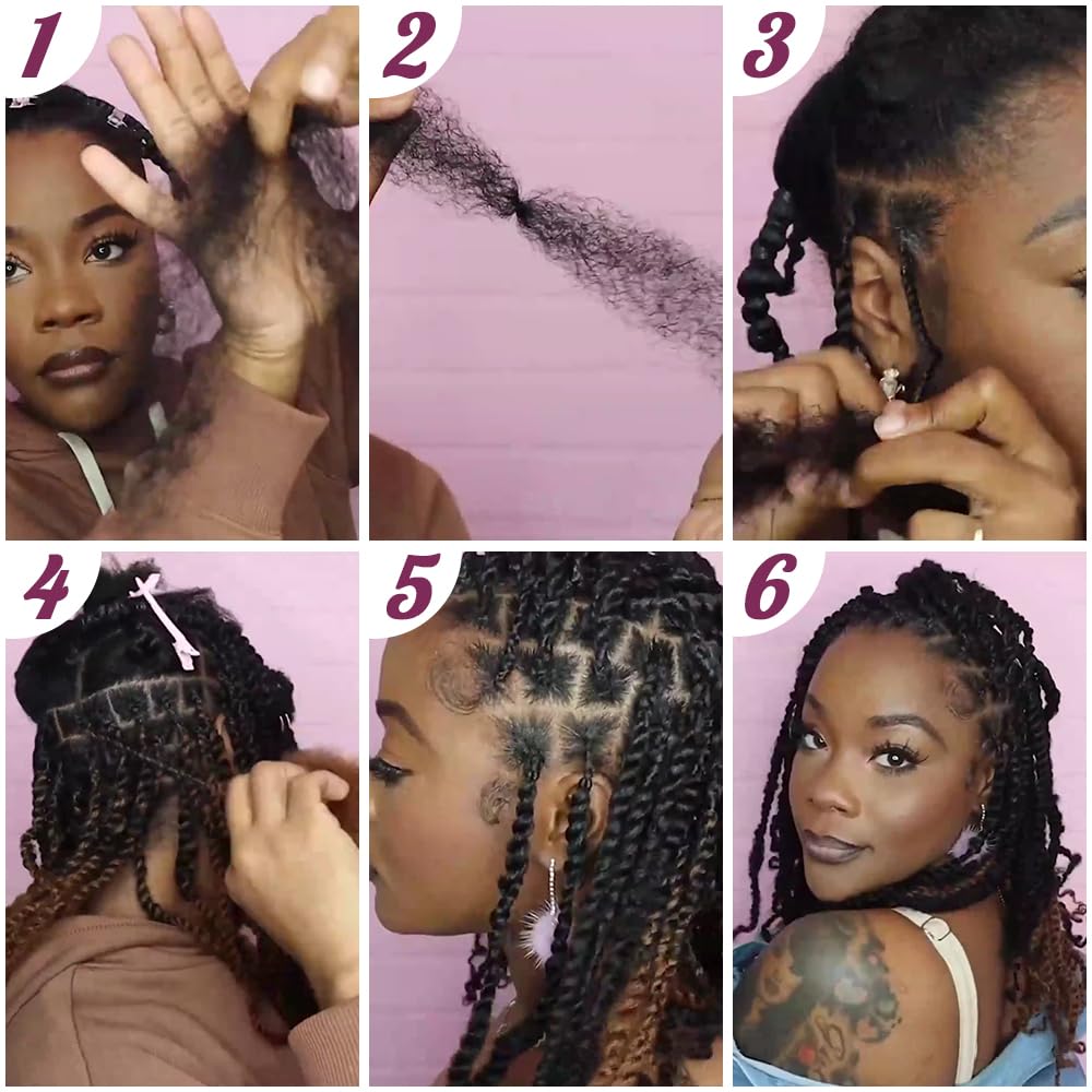 QVR Afro Kinkys Bulk Human Hair for Dreadlock Extensions Repair Locs, Twist Braiding Afro Kinky Human Hair for Locs 1 Pack 50 Gram