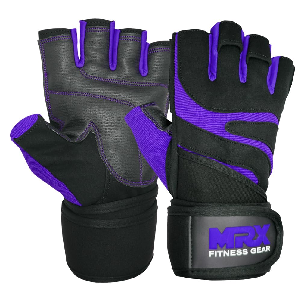 MRX Weightlifting Gloves for Men Workout Gloves Mens Wrist Support Lifting Gloves Male Gym Gloves | Workout Gym Accessories for Men Weight Lifting Fingerless Gym Exercise for Powerlifting