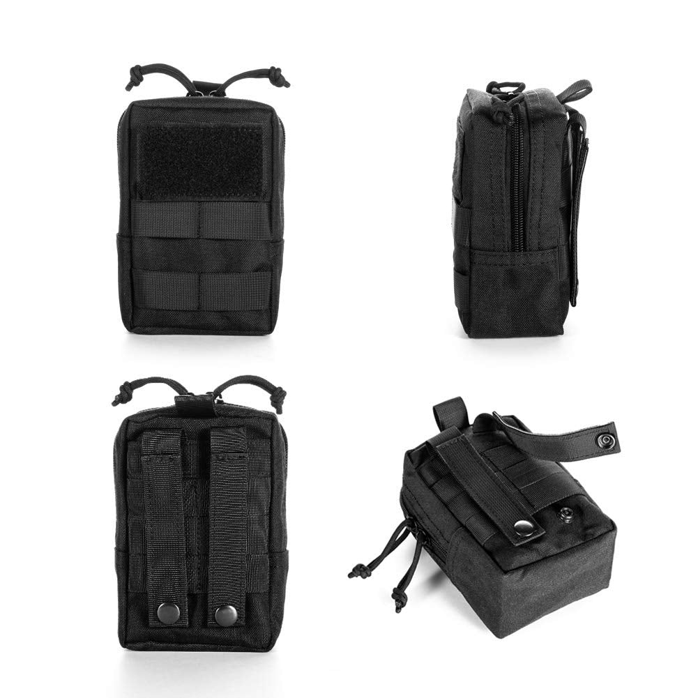 Upgraded Sports Water Bottles Pouch Bag, Tactical Drawstring Molle Water Bottle Holder Tactical Pouches, Travel Mesh Water Bottle Bag Tactical Hydration Carrier (Black_WaterPouch-Small Pouch)