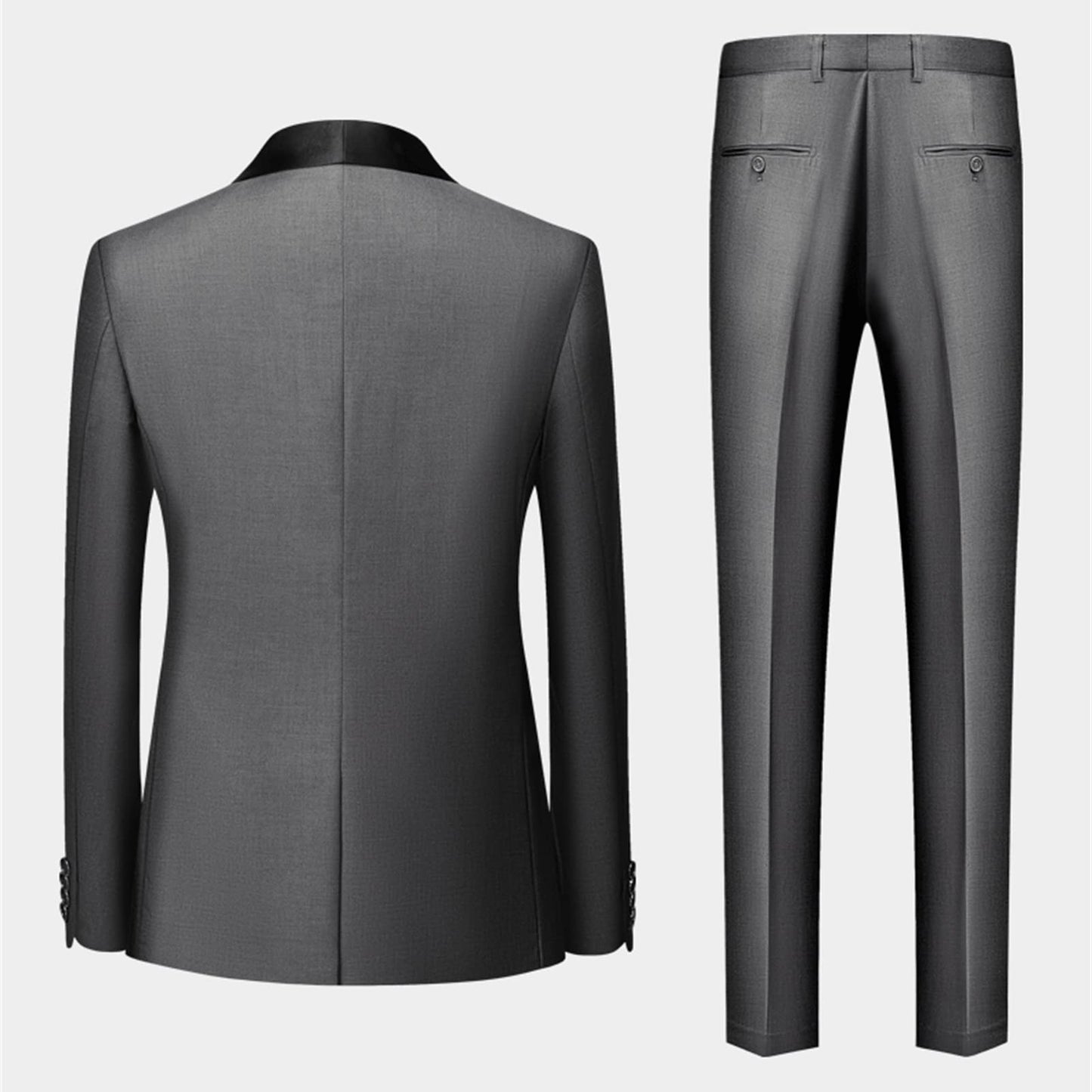 Men's Wedding 3 Piece Suits Slimming One Button Shawl Lapel Business Blazer Formal Dinner Party Jacket Vest Pants (Grey,Small)