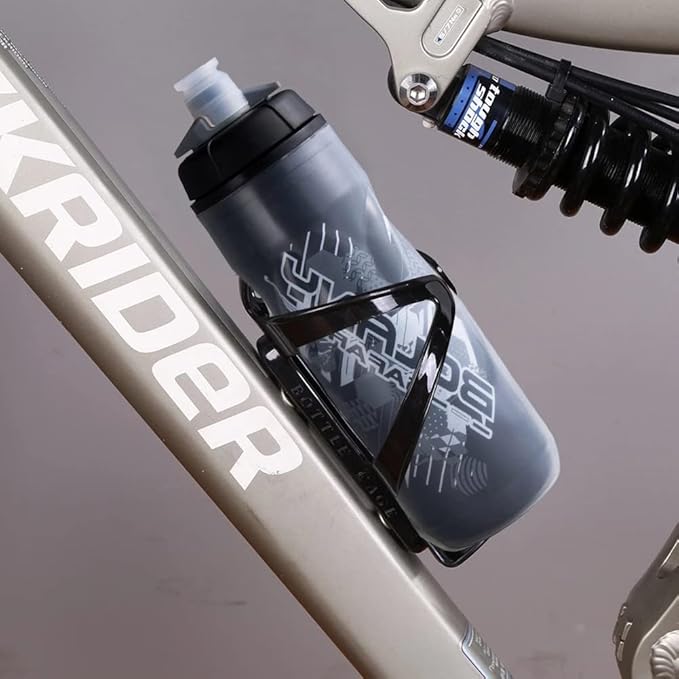 Bottle Sport Squeeze Insulated Water Bottle 20 oz BPA-Free, Sport Bike Squeeze Bottle (Black gray-20oz)