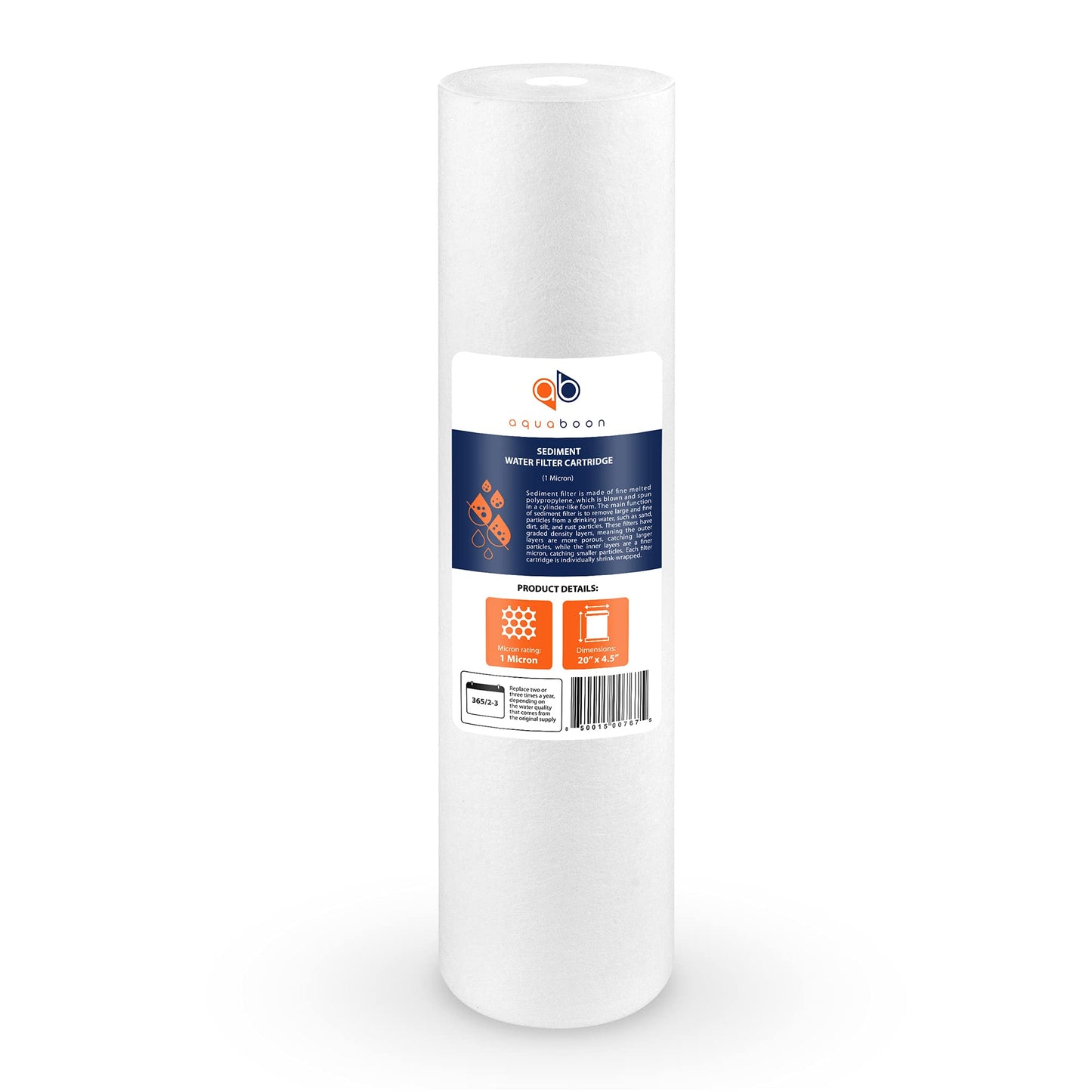 Aquaboon 1 Micron 20" Sediment Water Filter Replacement Cartridge | Whole House Sediment Filtration | Compatible with AP810-2, SDC-45-2005, FPMB5-20, P5-20, FP25B, 155358-43, 6 Pack
